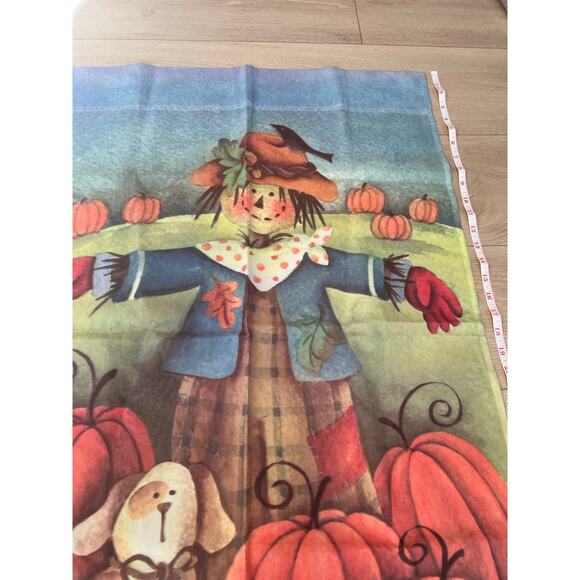 Vintage Outdoor Porch Flag Scarecrow Pumpkin Field Autumn Harvest w Dog JL - Picture 7 of 7